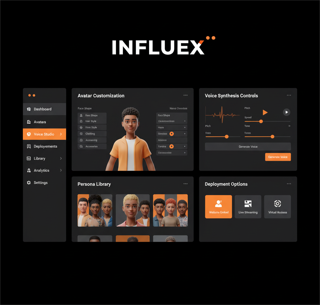 Influex AI Avatar Dashboard